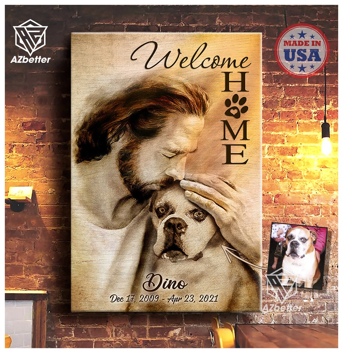 Personalized Dog Memorial Welcome Home Jesus Pet Loss Sympathy Poster