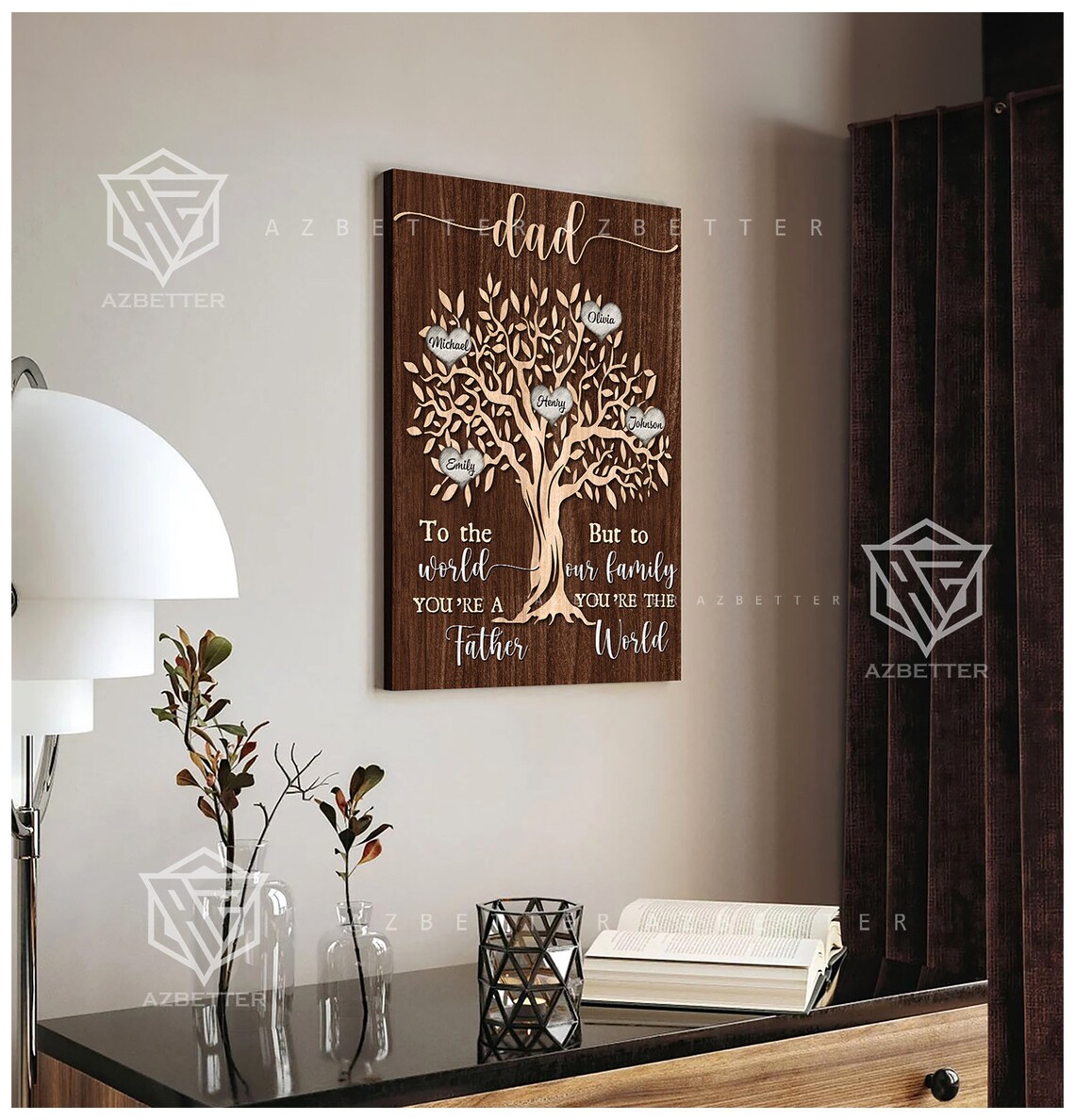 Dad Tree Of Life Family Names Hearts Quote Tribute Keepsake Poster - Image 5