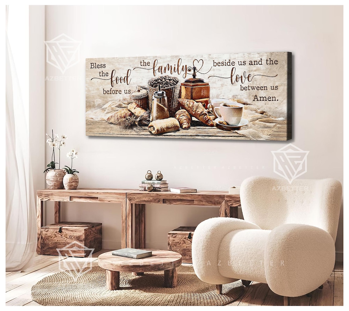 Bless The Food Before Us Family Kitchen Grace Coffee Art Poster - Image 3