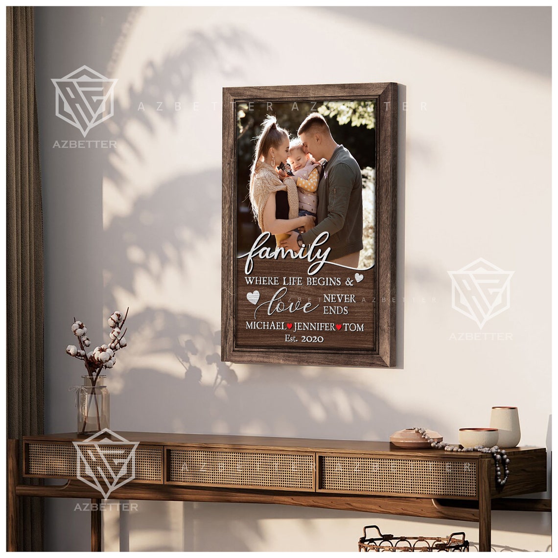 Family Where Life Begins Love Never Ends Wedding Photo Quote Poster - Image 3