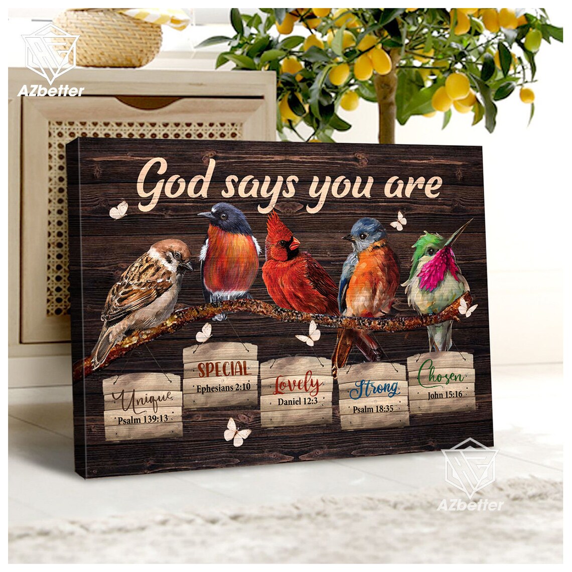 God Says You Are Birds on Branch Unique Special Lovely Strong Chosen Poster