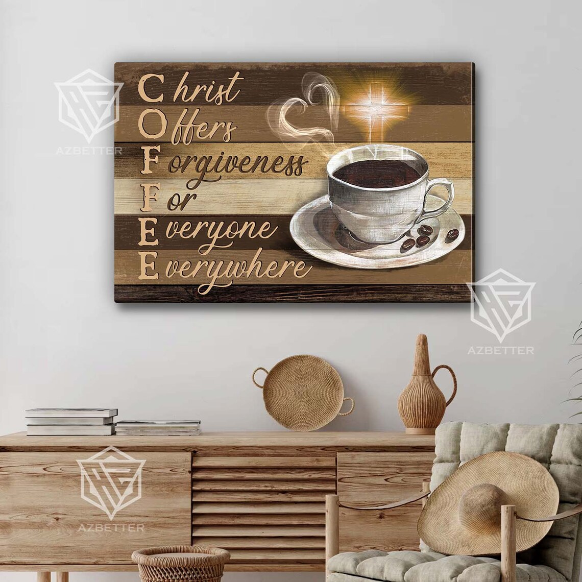 Christ Offers Forgiveness Everywhere, Vintage Coffee Art Print - Image 5