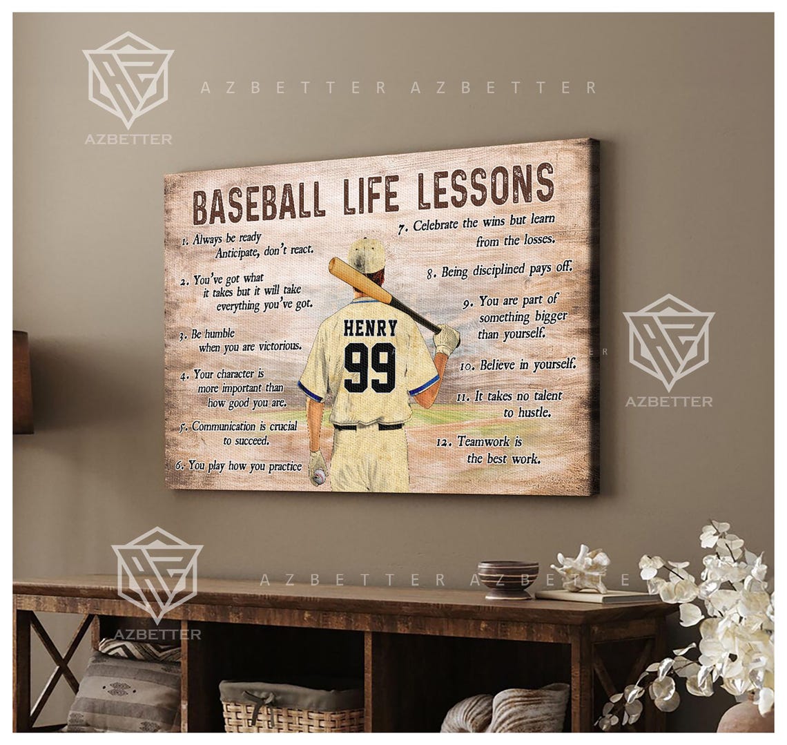 Baseball Life Lessons 12 Lessons Motivational Wall Decor Poster - Image 4