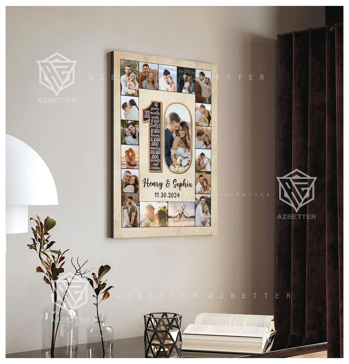 Henry and Sophia 10th Anniversary Milestone Photo Collage Poster - Image 2