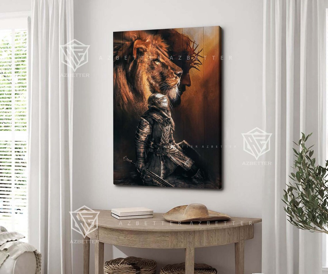 Armor Of God Knight Lion Of Judah Jesus Christian Rustic Poster - Image 2