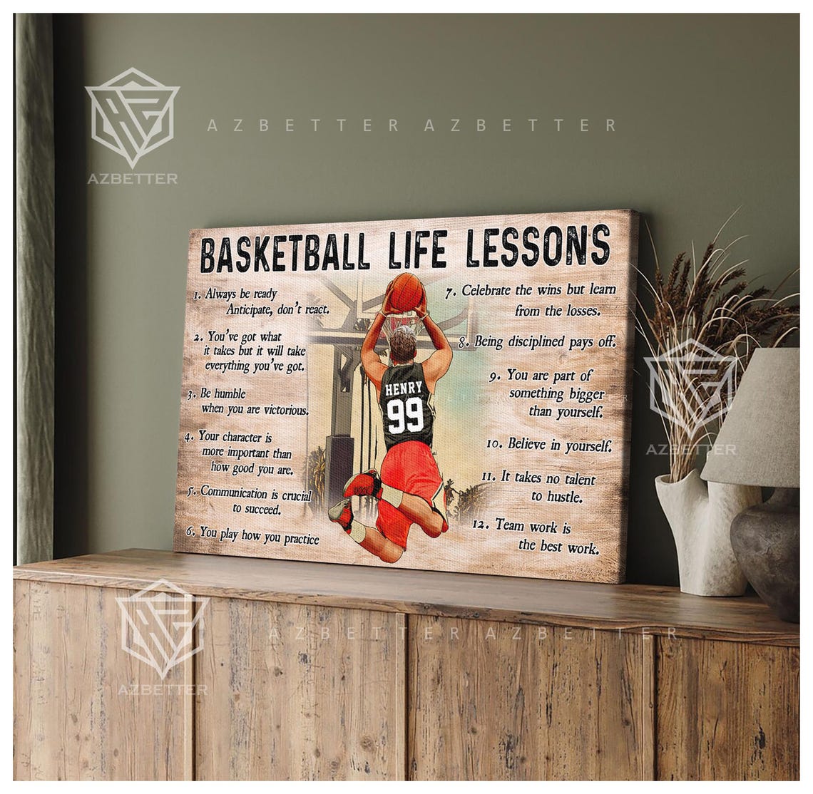 Basketball Life Lessons 12 Lessons Dunk Player Motivational Poster - Image 5