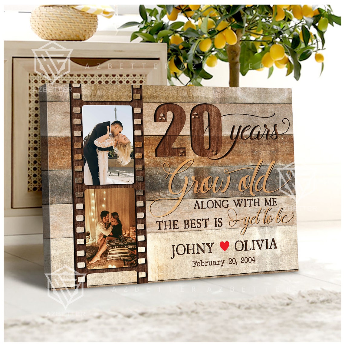Personalized 20th Anniversary Grow Old Along With Me The Best Is Wedding 20 Anniversary Wall Art Custom Couple Photo Collage - Image 2