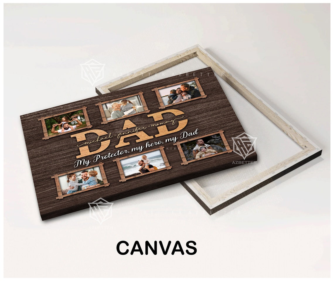 Dad My Protector My Hero Six Photo Collage Father's Day Gift Poster - Image 2