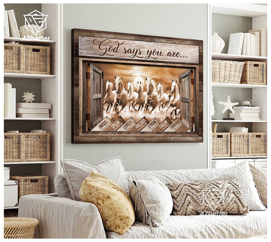 God Says You Are White Horses Running Through Barn Doors Faith Poster - Image 5