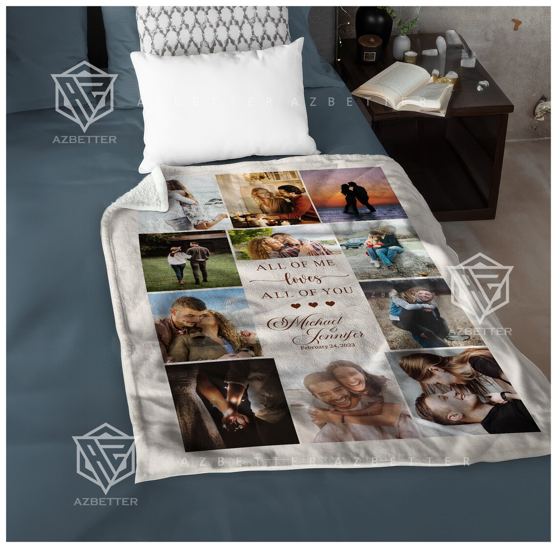 All of Me Loves All of You Couples Photo Collage Blanket Poster - Image 5