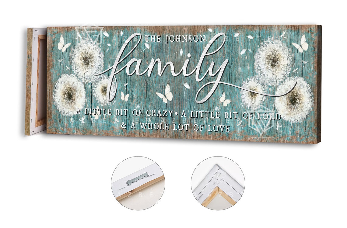 Custom Family Wall Art A Little Bit Of Crazy A Little Bit Of Loud Dandelion Art Living Room Wall Decor Family Last Name Sign - Image 5