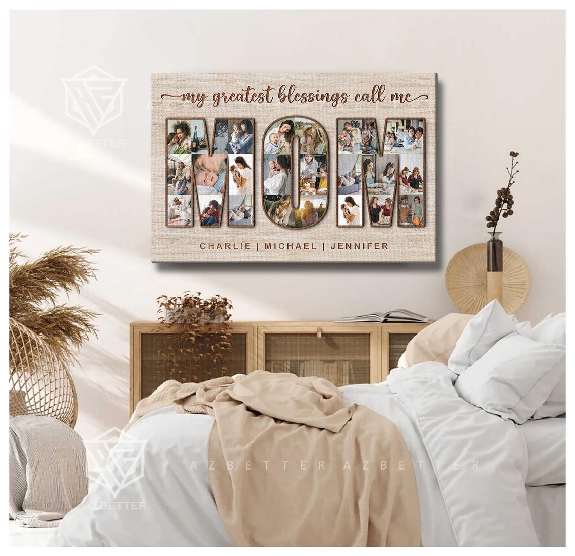 Custom Photo Collage My Greatest Blessings Call Me Mom Personalized Gift For Mom Mothers Day Gift Birthday Gift Sentimental Wall Art - Image 3