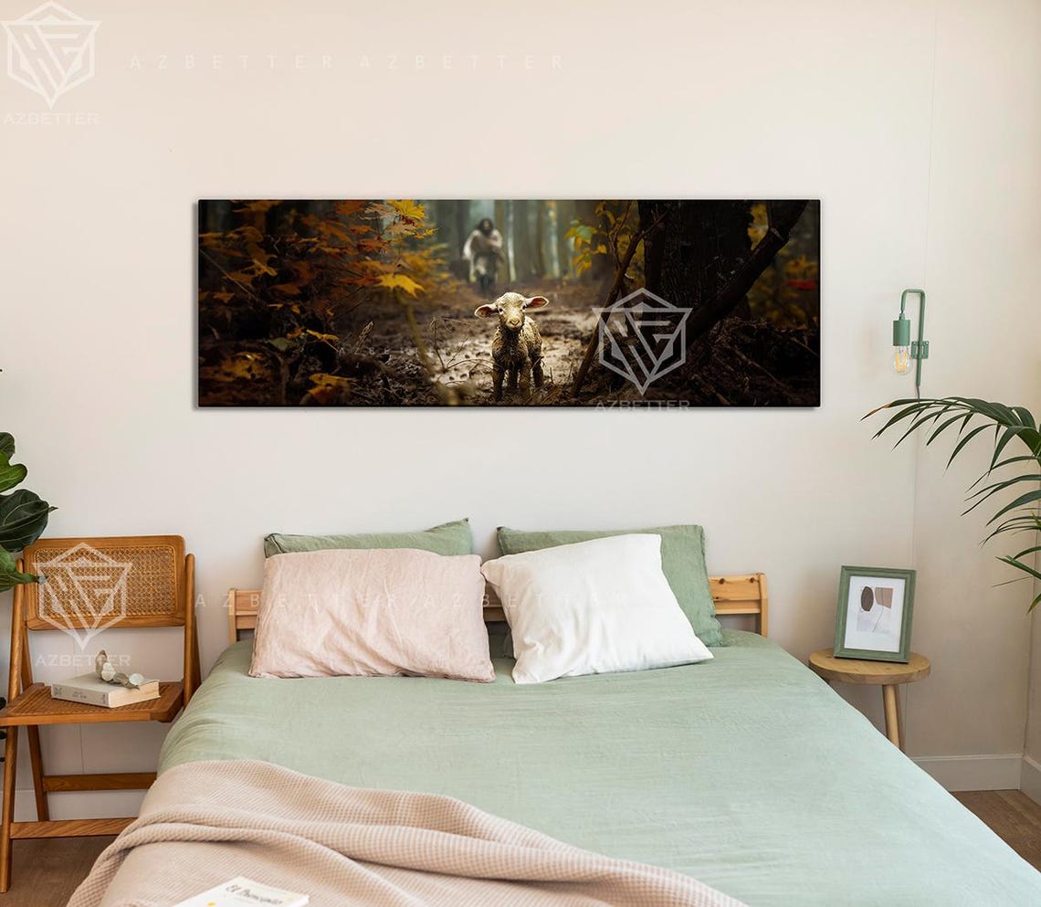 The Good Shepherd Is Coming Lost Lamb Rescue Panoramic Poster - Image 3