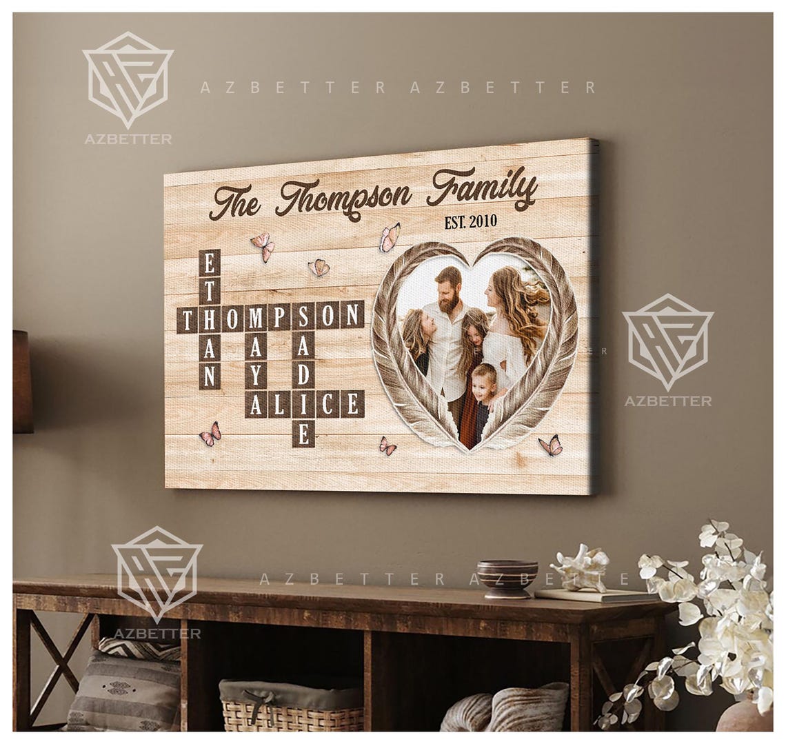 Thompson Family Crossword Puzzle Name Tiles Rustic Keepsake Poster - Image 5