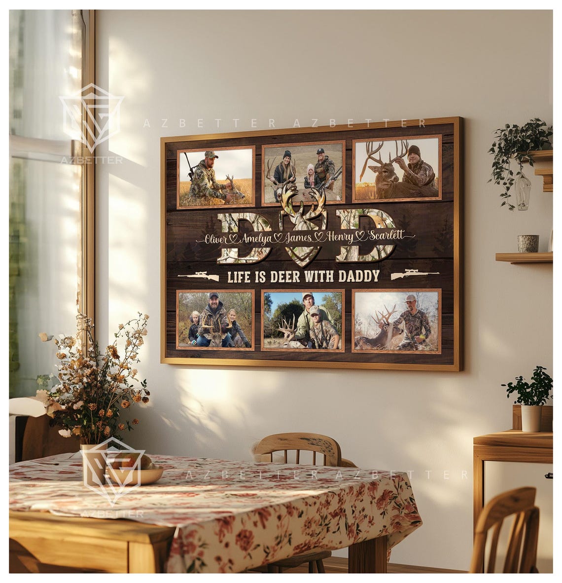 Life Is Deer With Daddy Hunting Photo Collage Father's Day Gift Poster - Image 3