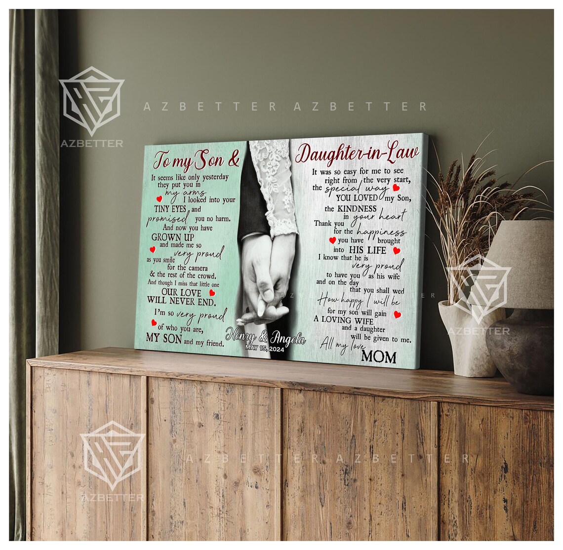 To My Son And Daughter In Law Holding Hands Wedding Day Poster - Image 3