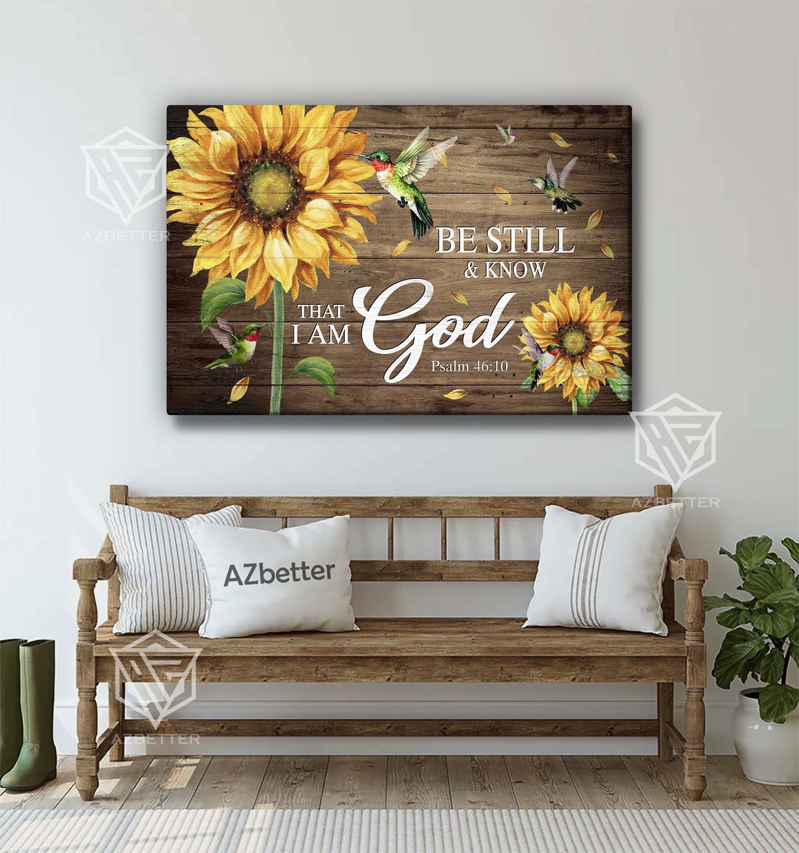 Sunflowers and Hummingbirds Be Still and Know I Am God Poster - Image 3