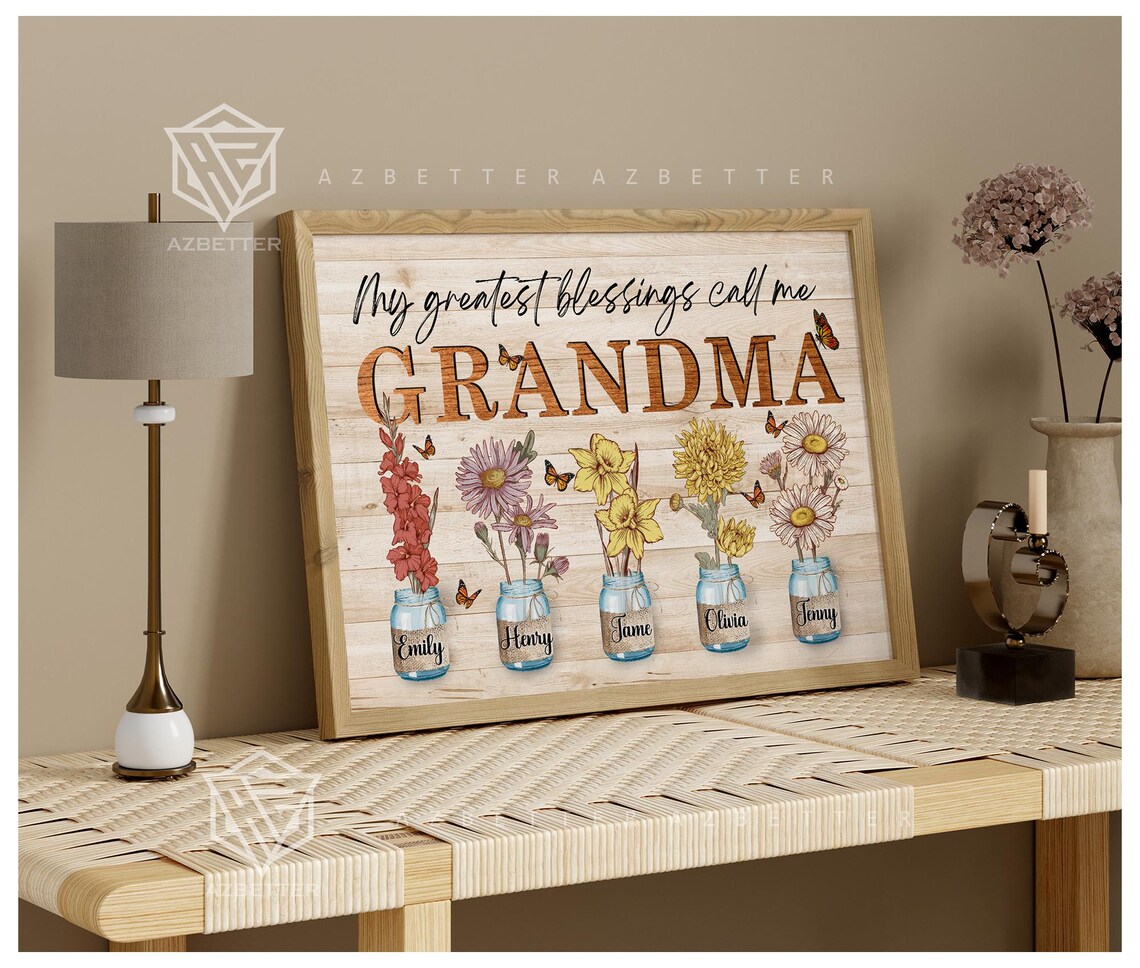 My Greatest Blessings Call Me Grandma Birth Month Flower Wall Poster - Image 5