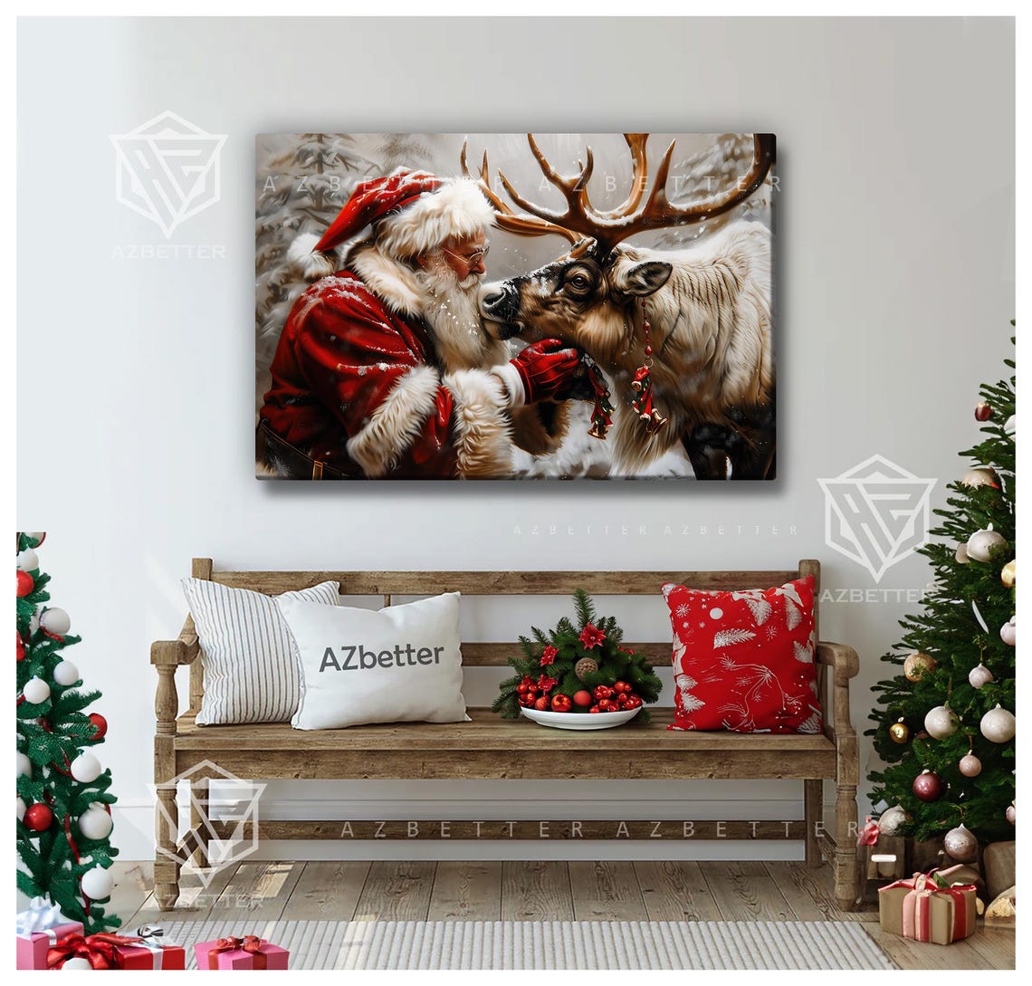 Santa And Reindeer Winter Wonderland Christmas Keepsake Poster - Image 2