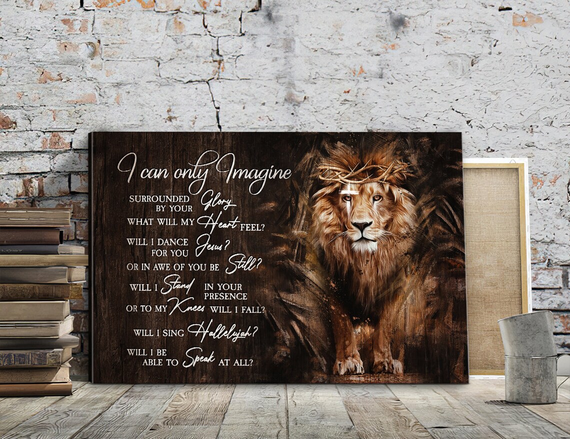 I Can Only Imagine Christian Lion Crown of Thorns Lyric Faith Poster - Image 3