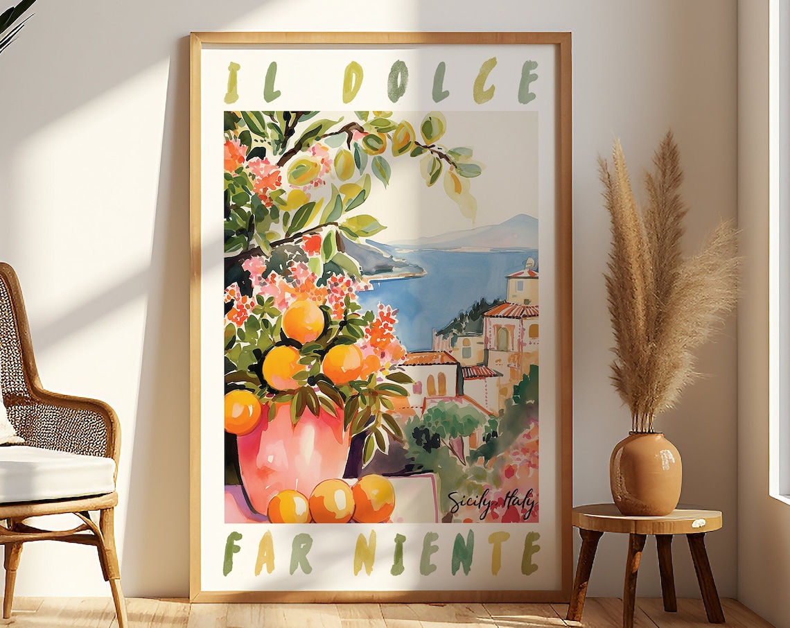 Dolce Far Niente Sicily Italy Travel Poster