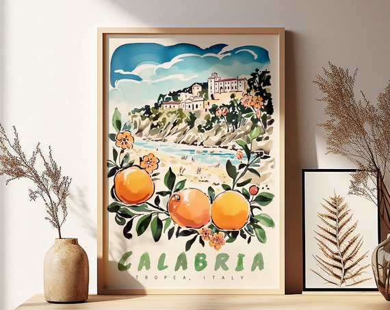 Calabria Italy Tropea Retro Travel Poster