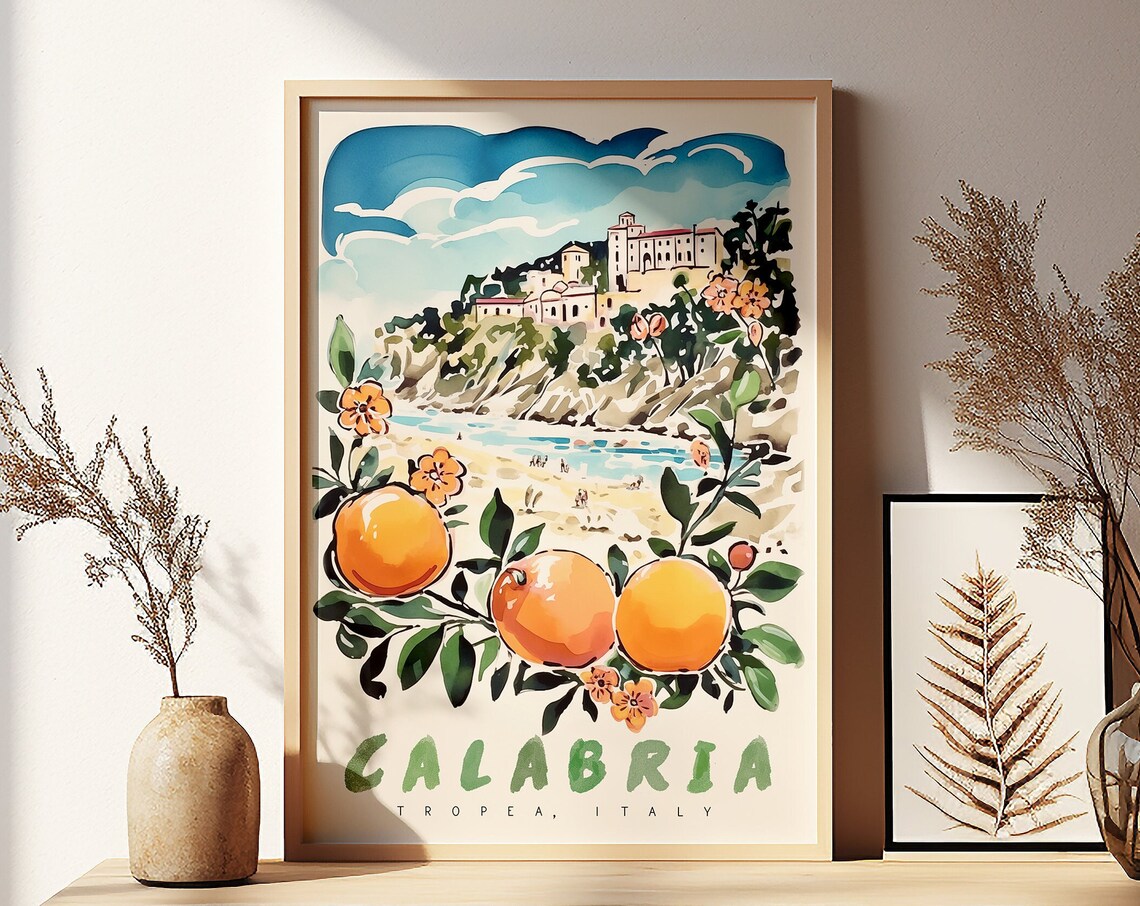 Calabria Italy Tropea Retro Travel Poster