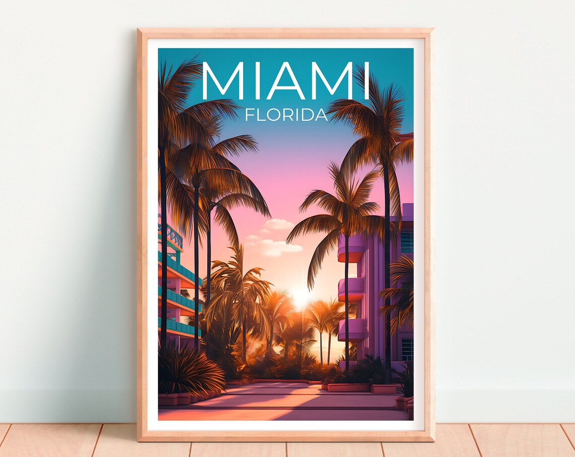 Miami Travel Poster, Florida City Wall Art Print - Image 4