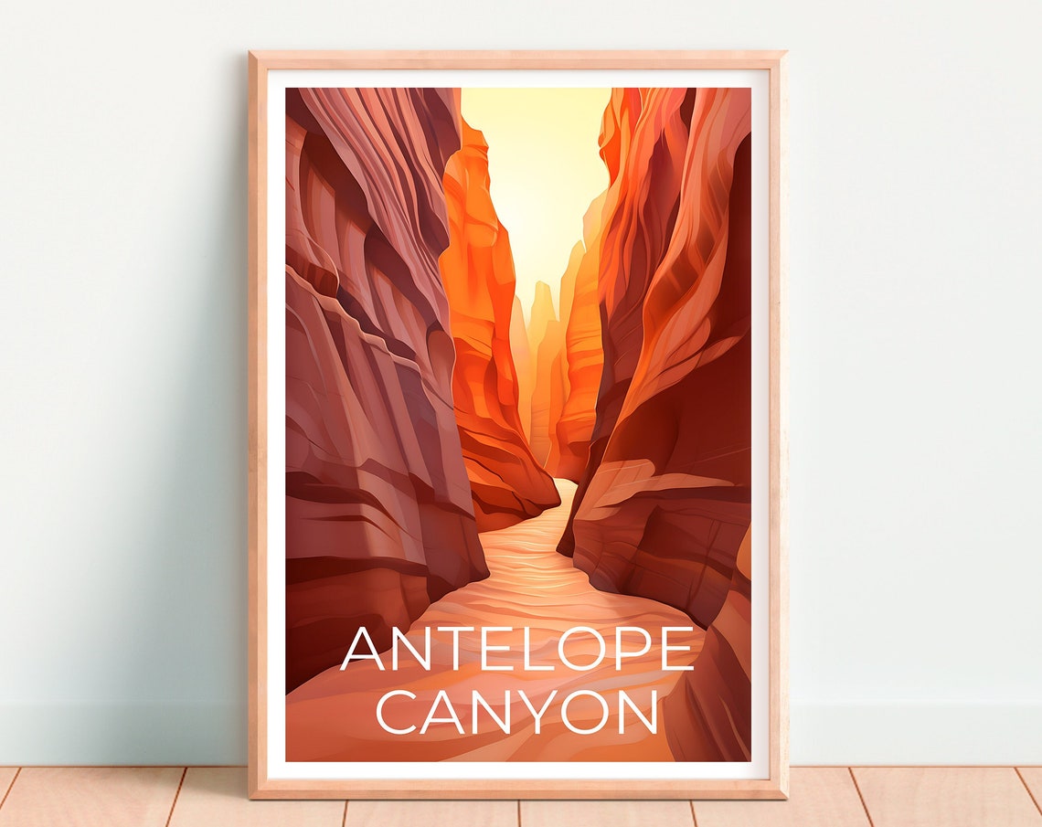 Antelope Canyon Glowing Slot Canyon Red Rock Light Beam Travel Poster - Image 4