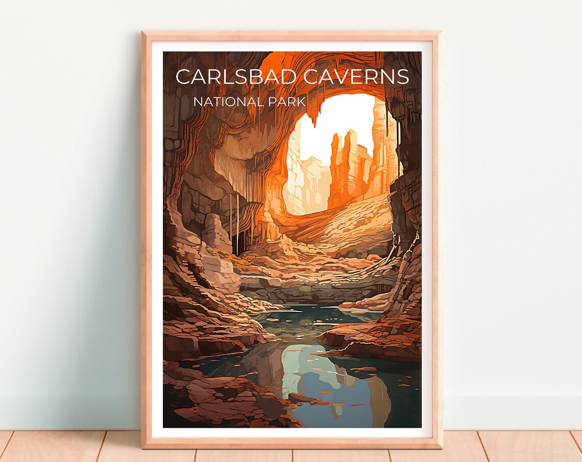 Carlsbad Caverns Travel Poster, New Mexico Cave Art Print - Image 4
