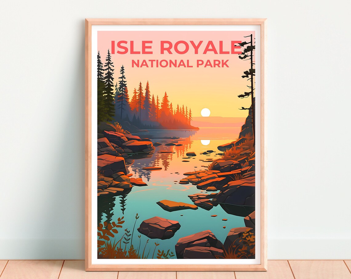 Isle Royale Travel Poster, Michigan Landscape - Image 4