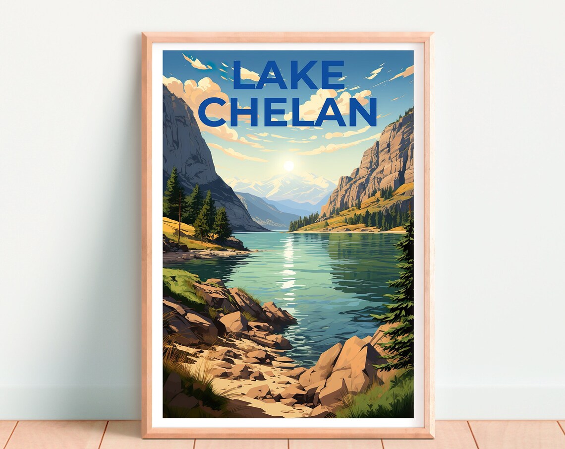 Lake Chelan Washington State Travel Poster Print - Image 4
