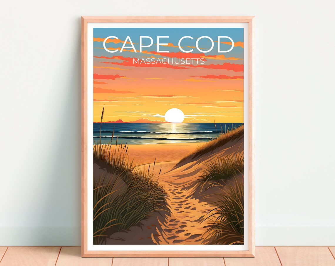 Cape Cod Travel Poster, Massachusetts Wall Art - Image 4