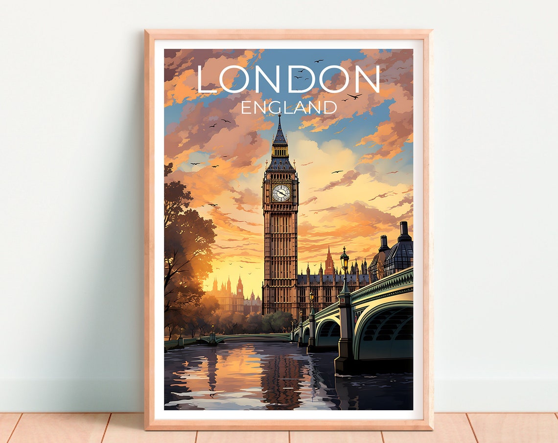 London England Big Ben Westminster Sunset Thames View Poster - Image 4