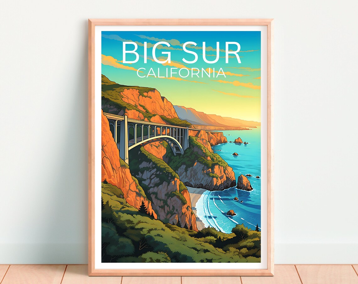 Big Sur California Travel Poster, Nature Art Print - Image 4