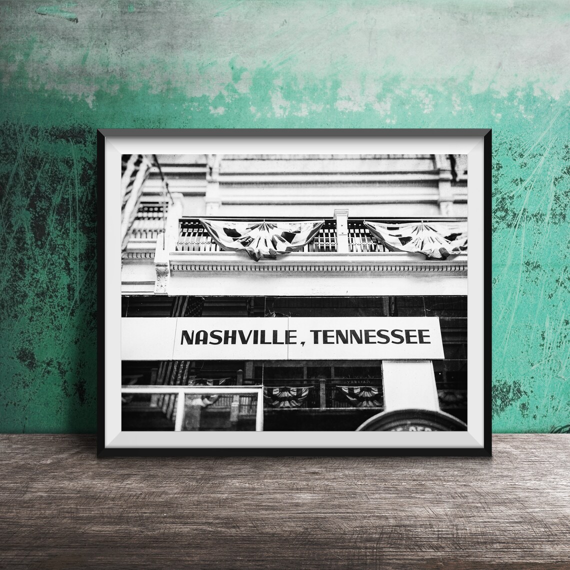 Nashville Tennessee Historic Facade Patriotic Bunting Photo Poster - Image 2