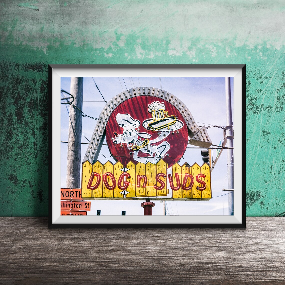 Dog N Suds Vintage Neon Drive In Restaurant Roadside Sign Poster