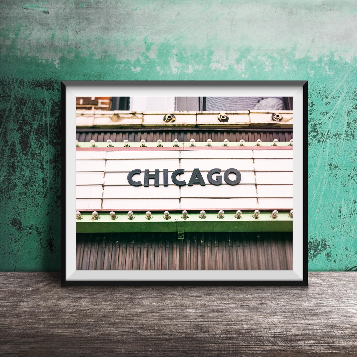 Chicago Theater Marquee Close Up Vintage Bulbs City Lights Poster