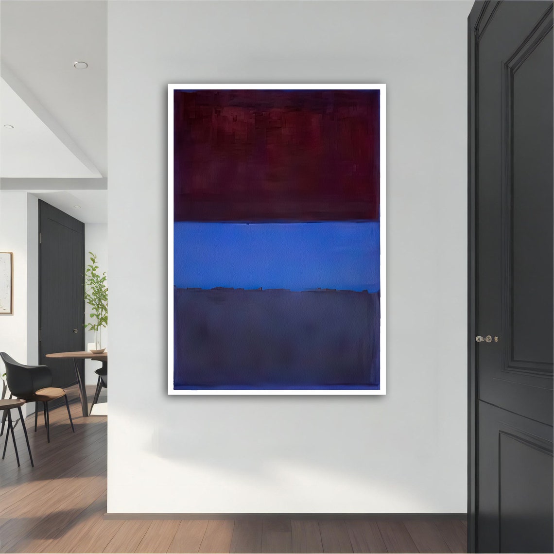 Rothko Style Maroon and Blue Color Field Abstract Art Poster - Image 4