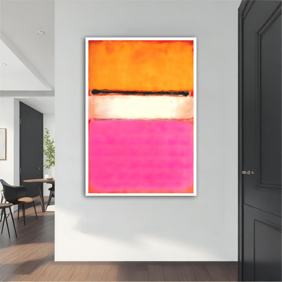 Bright Rothko Style Orange White Hot Pink Color Field Art Poster - Image 5