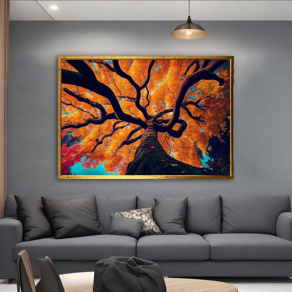Giant Orange Autumn Tree Branches Low Angle Nature Art Poster - Image 5
