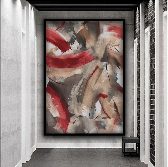 Abstract Print Red And Brown Abstract Art Dark Art Brush Strokes Wall Art Modern Neutral Abstract Art Modern Art