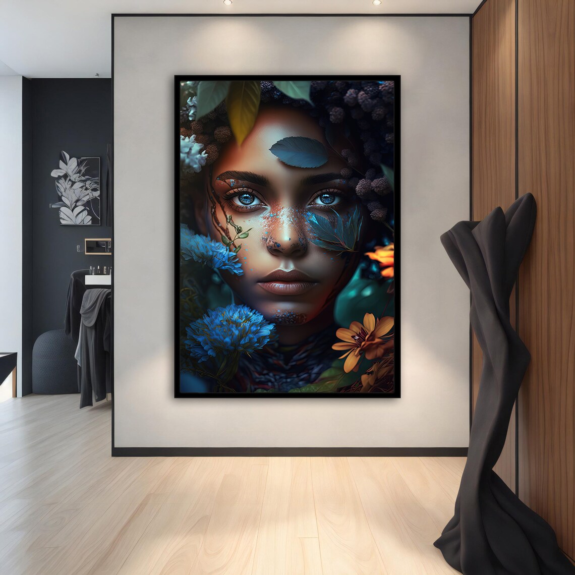 Blue Eyed Woman Blue Flower Garden Botanical Portrait Wall Art Print - Image 3
