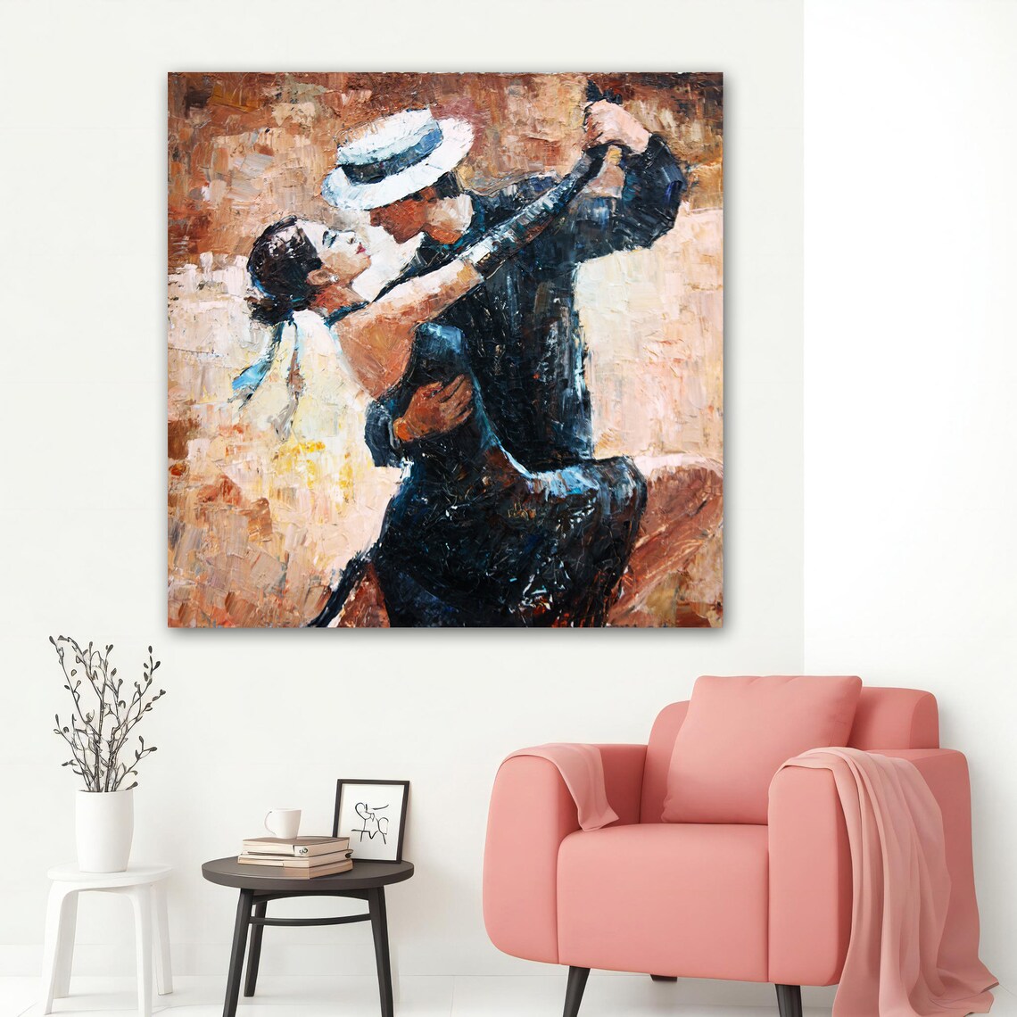 Romantic Tango Dancers Impasto Oil Painting Couple Embrace Dance Art Poster - Image 5