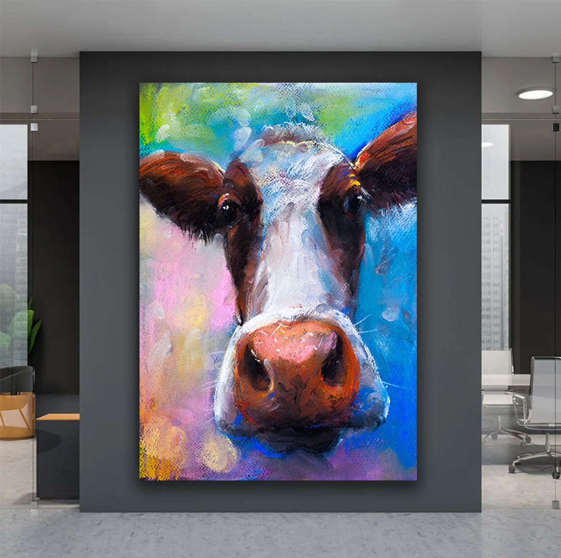Cow Wall Art Colorful Cow Print Cow Painting On Animal Art Colorful Animal Farm House Wall Decor - Image 4