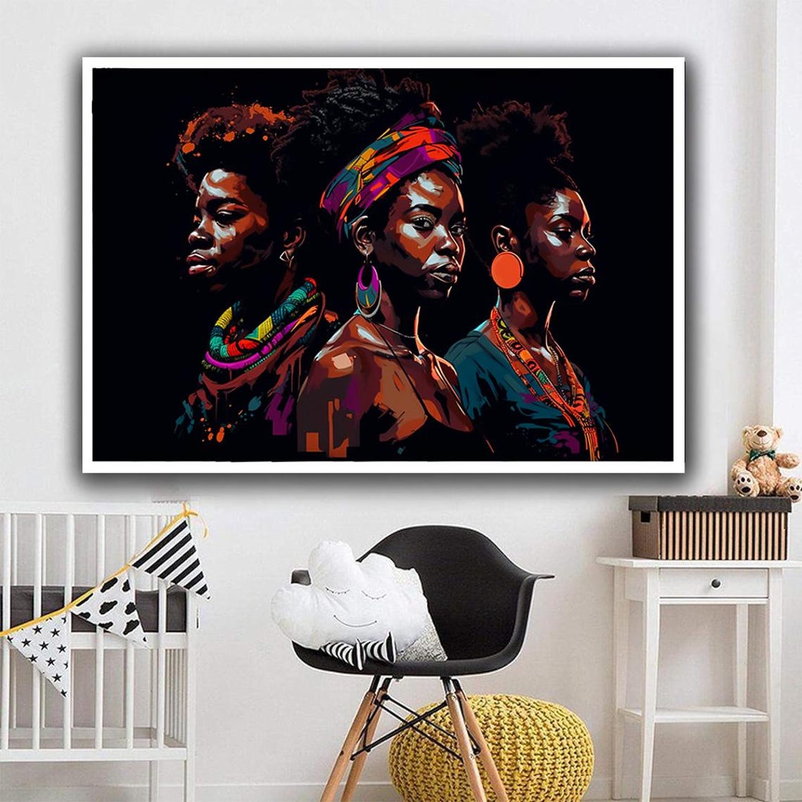 Colorful African Women Art Abstract Ethnic Print Women Portrait Wall Art Black Women Art Print Gift For Friends - Image 4