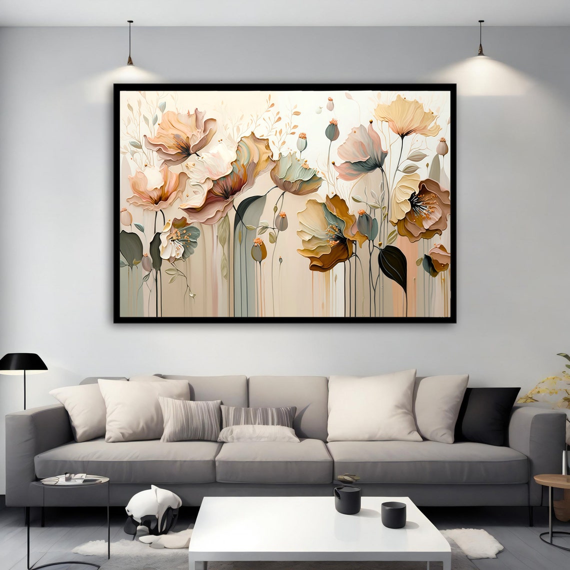 Soft Beige Poppy Flowers Airy Neutral Floral Meadow Art Poster - Image 2
