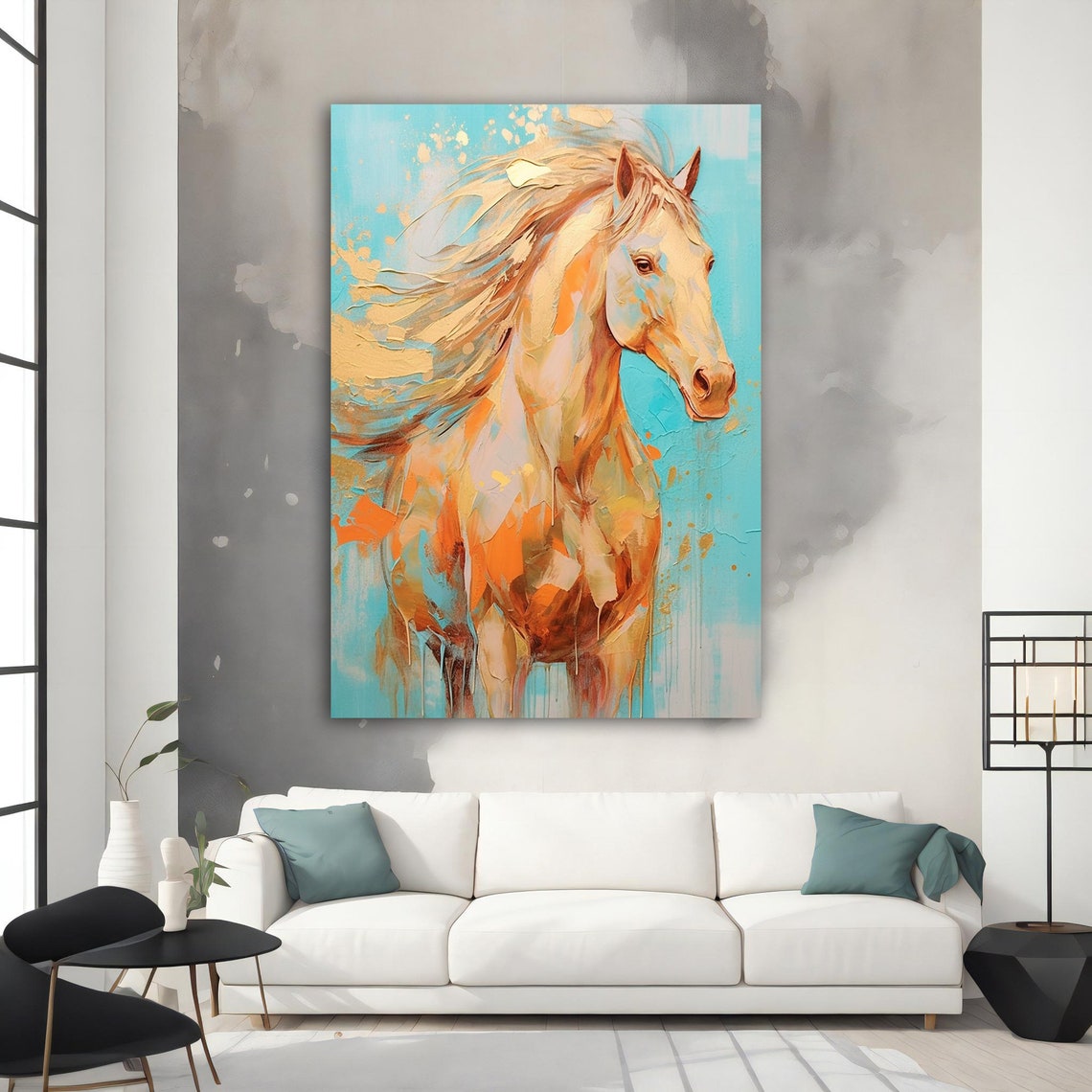 Yellow Horse Painting Yellow Horse Poster Yellow Horse Wall Art Yellow Horse Art Home Decor Animal Wall Decor - Image 5