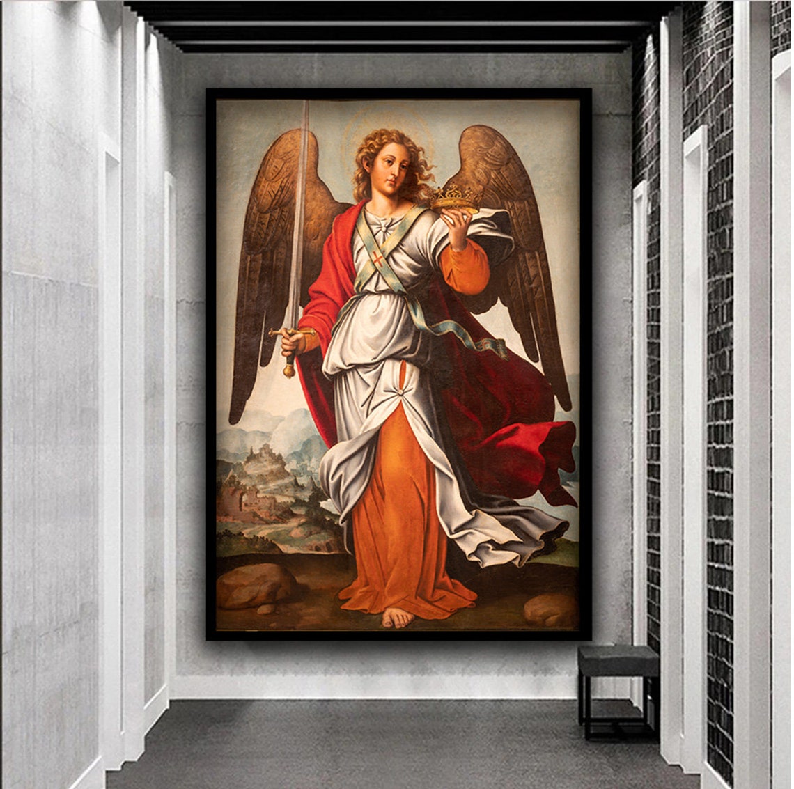 Archangel Michael with Sword and Crown Renaissance Angel Poster