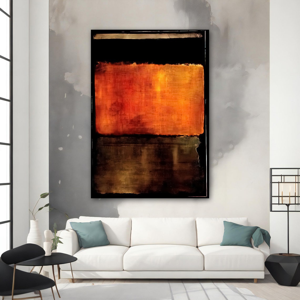 Rothko Style Black Orange Flame Glow Color Field Wall Art Poster - Image 4